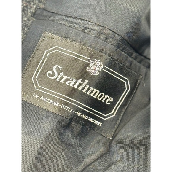 Strathmore Anderson-Little Richman  34 L Brothers Gray Plaid Wool Blazer Jacket - Picture 10 of 11